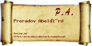 Preradov Abelárd névjegykártya